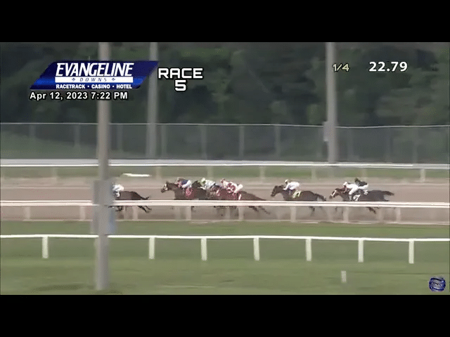 Muchmorethanready taking the lead at Evangeline Downs